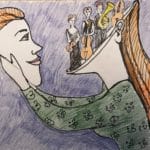Tegnet av kunstner Ekaterina Saratovskaya